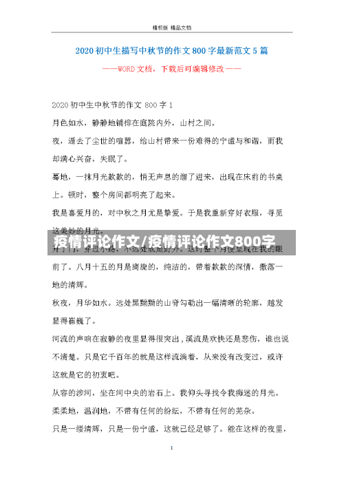 疫情评论作文/疫情评论作文800字