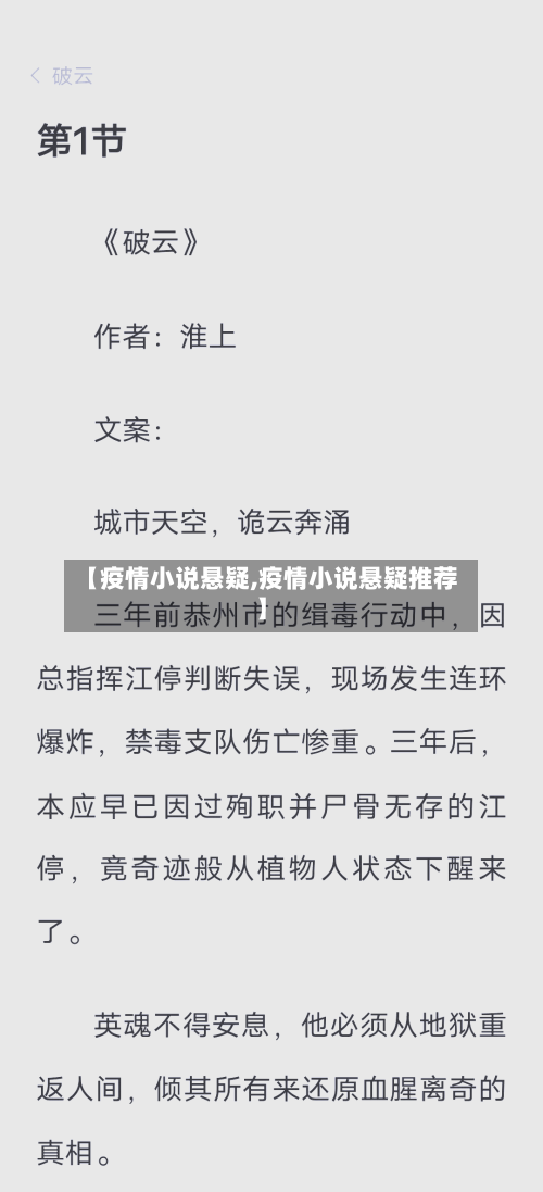 【疫情小说悬疑,疫情小说悬疑推荐】