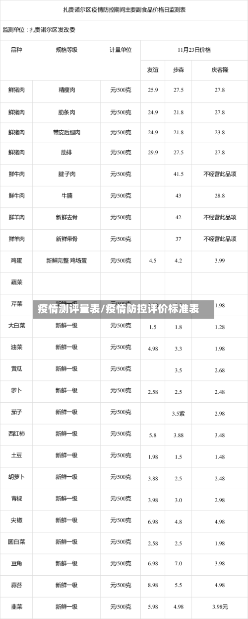 疫情测评量表/疫情防控评价标准表