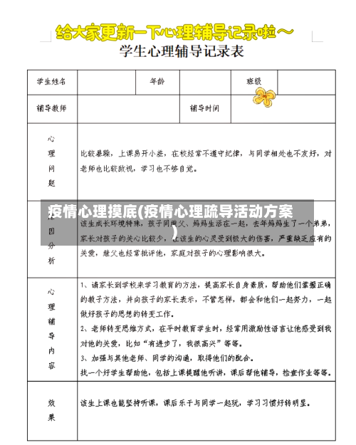 疫情心理摸底(疫情心理疏导活动方案)