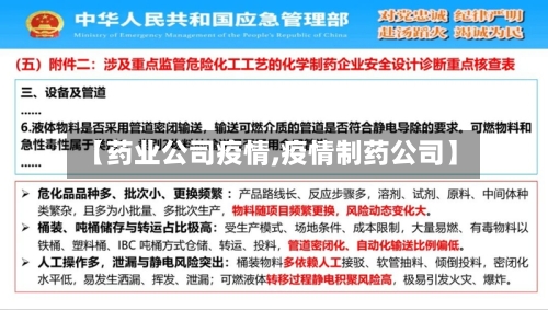【药业公司疫情,疫情制药公司】