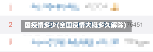 国疫情多少(全国疫情大概多久解除)