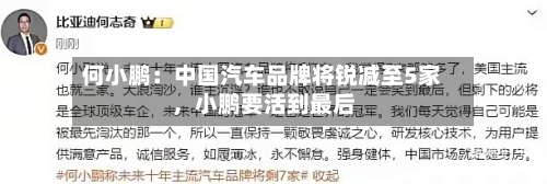 何小鹏：中国汽车品牌将锐减至5家，小鹏要活到最后