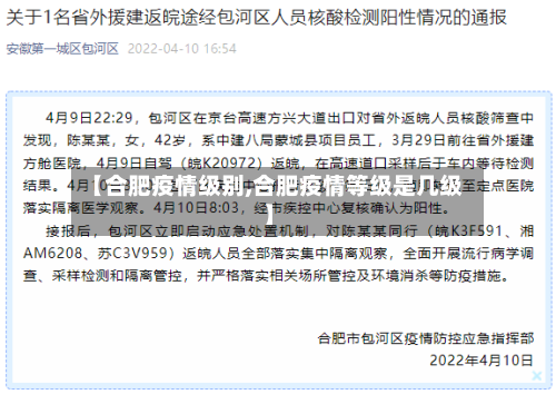 【合肥疫情级别,合肥疫情等级是几级】