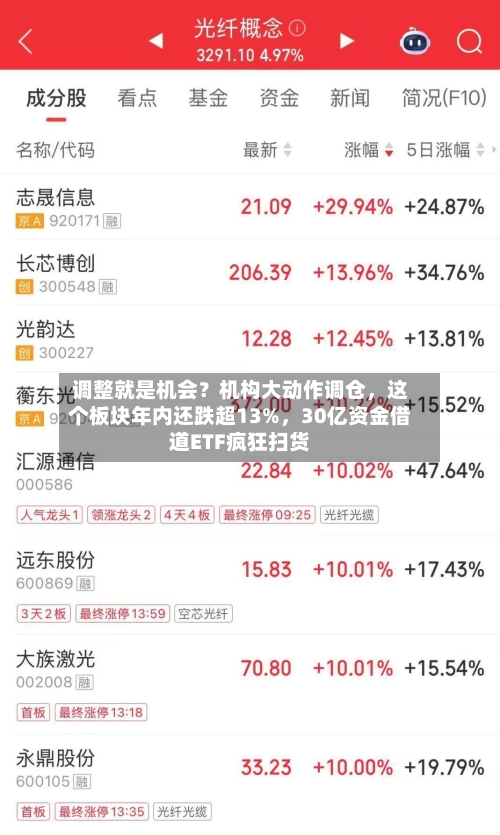 调整就是机会？机构大动作调仓，这个板块年内还跌超13%，30亿资金借道ETF疯狂扫货