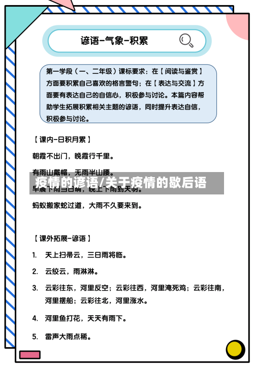 疫情的谚语/关于疫情的歇后语