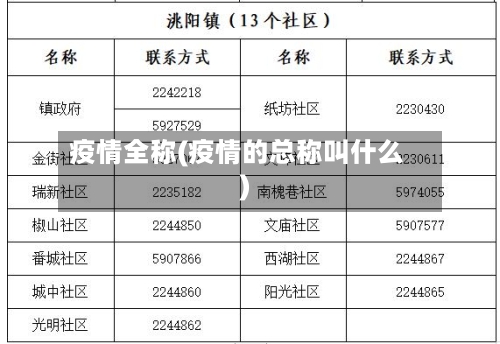 疫情全称(疫情的总称叫什么)