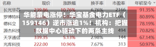 华能蒙电涨停！华宝基金电力ETF（159146）逆市涨逾1%！机构：把握数据中心驱动下的两条主线