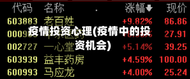 疫情投资心理(疫情中的投资机会)