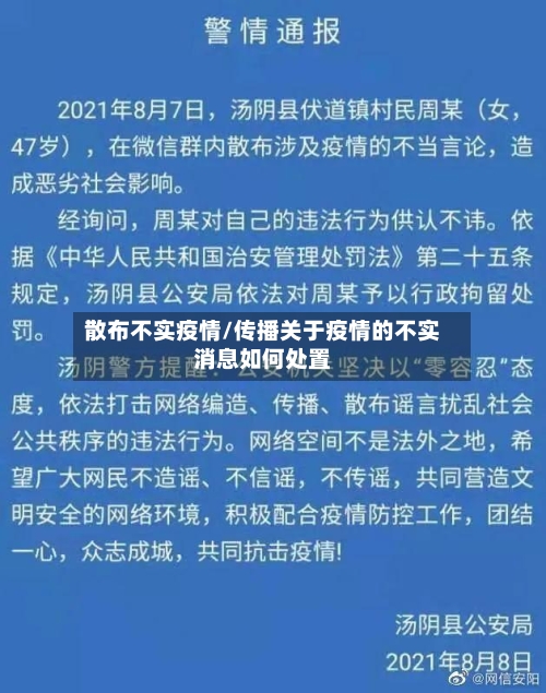 散布不实疫情/传播关于疫情的不实消息如何处置
