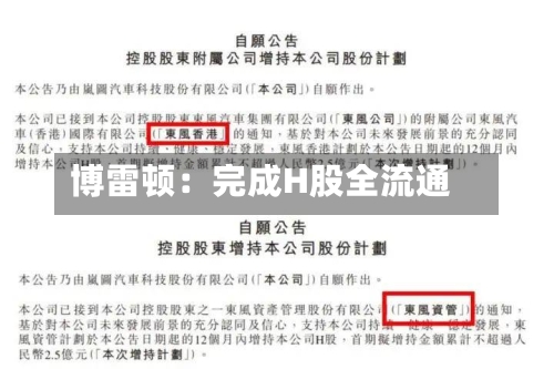 博雷顿：完成H股全流通