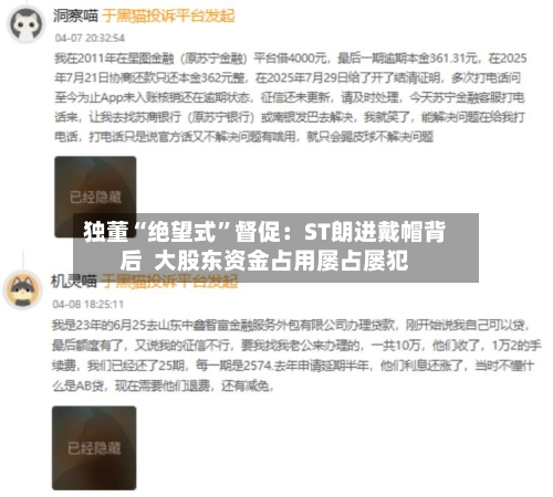 独董“绝望式”督促：ST朗进戴帽背后  大股东资金占用屡占屡犯