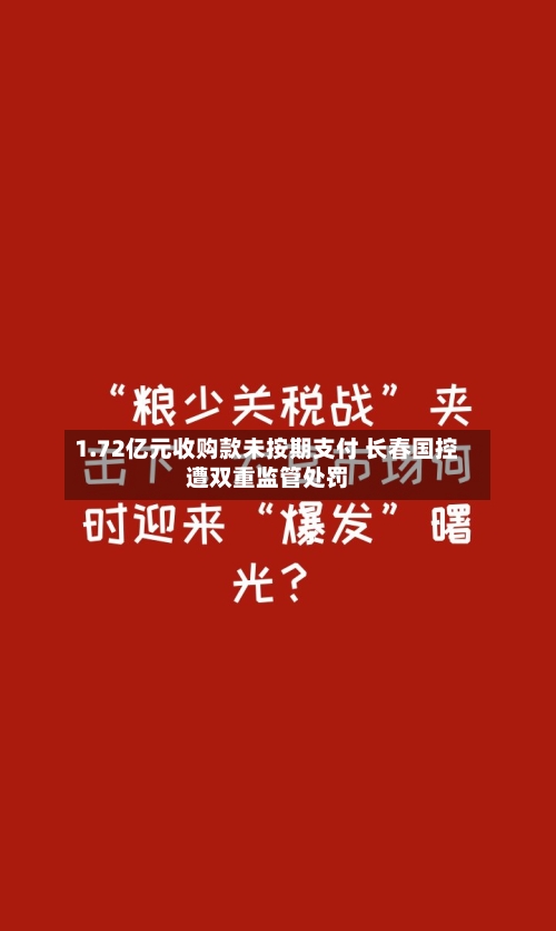 1.72亿元收购款未按期支付 长春国控遭双重监管处罚