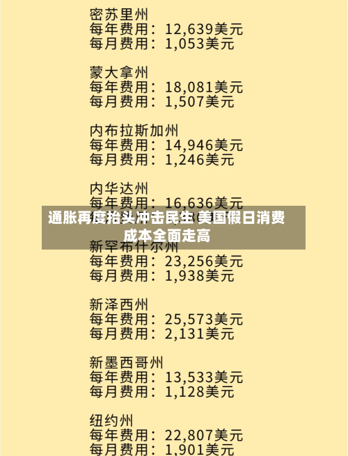 通胀再度抬头冲击民生 美国假日消费成本全面走高