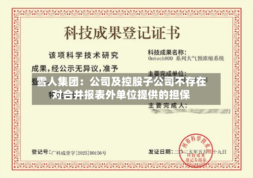 雪人集团：公司及控股子公司不存在对合并报表外单位提供的担保