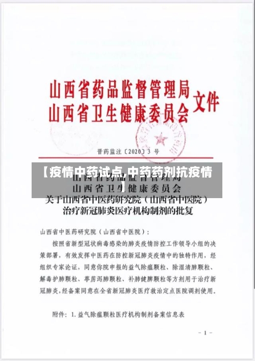 【疫情中药试点,中药药剂抗疫情】