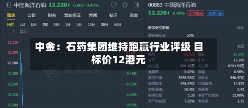 中金：石药集团维持跑赢行业评级 目标价12港元