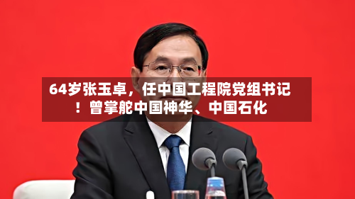64岁张玉卓，任中国工程院党组书记！曾掌舵中国神华、中国石化