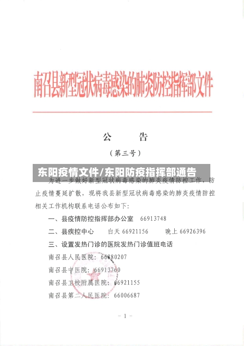 东阳疫情文件/东阳防疫指挥部通告