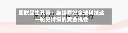 国联民生孔蓉：继续看好全球科技这一轮史诗级的黄金机会