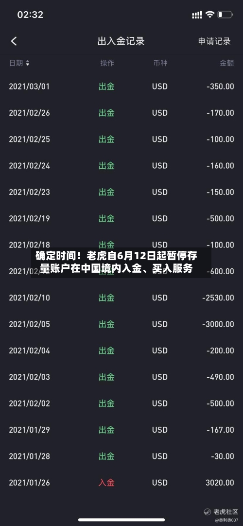 确定时间！老虎自6月12日起暂停存量账户在中国境内入金、买入服务