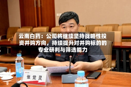 云南白药：公司将继续坚持战略性投资并购方向，持续提升对并购标的的专业研判与筛选能力