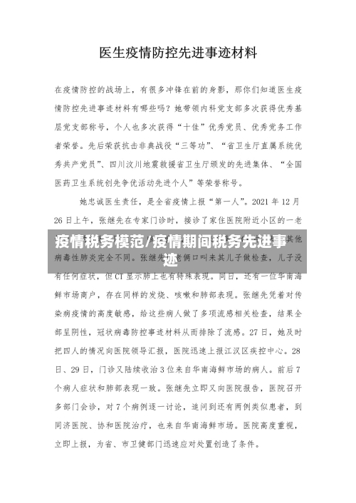 疫情税务模范/疫情期间税务先进事迹
