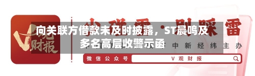 向关联方借款未及时披露，ST晨鸣及多名高层收警示函