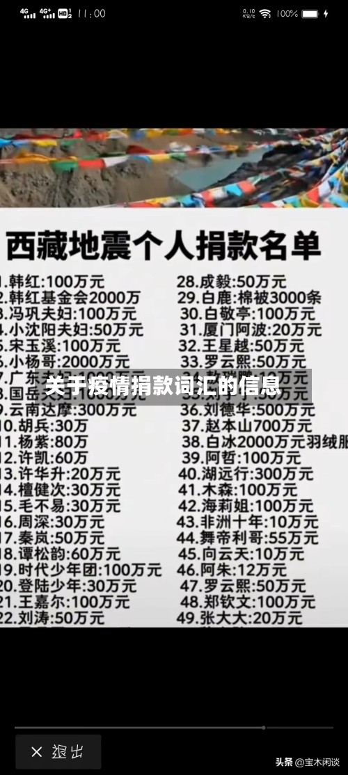 关于疫情捐款词汇的信息