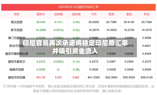 印尼官员再次承诺将稳定印尼盾汇率并吸引资金流入
