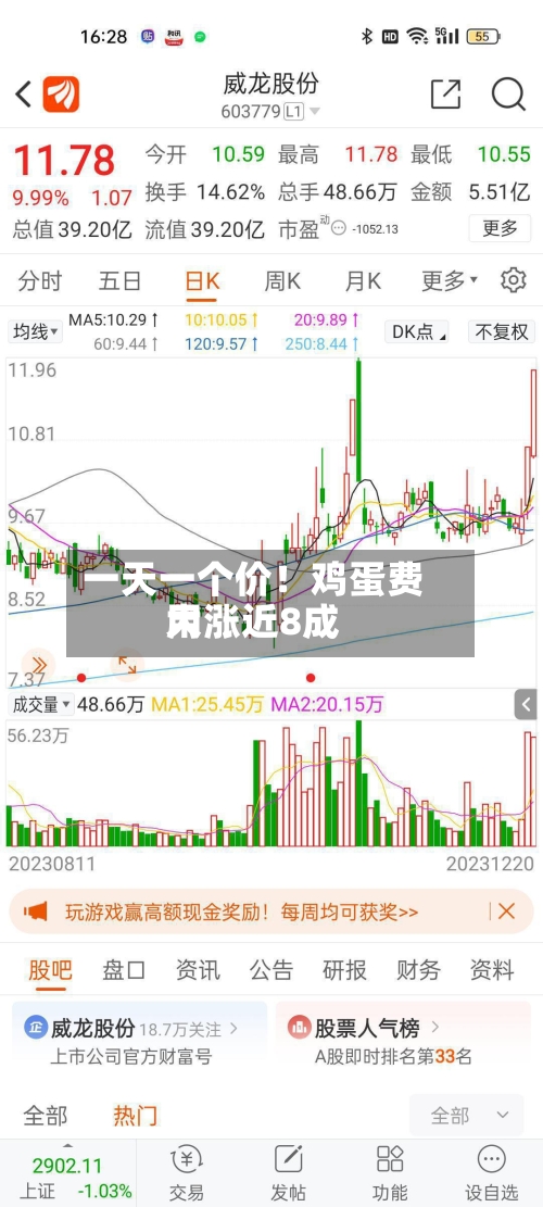 一天一个价！鸡蛋费用大涨近8成