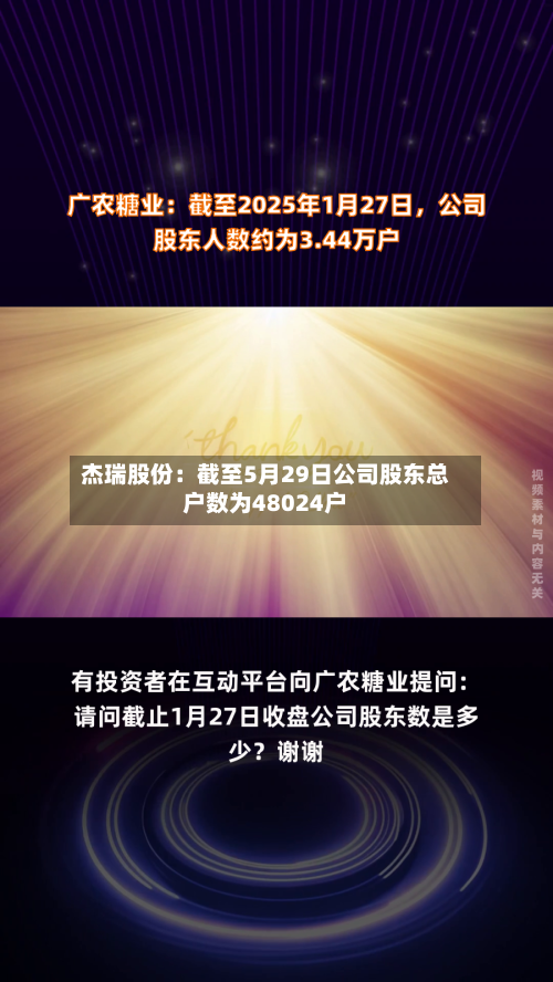 杰瑞股份：截至5月29日公司股东总户数为48024户