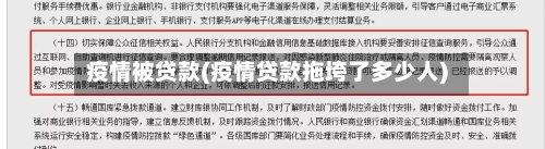 疫情被贷款(疫情贷款拖垮了多少人)