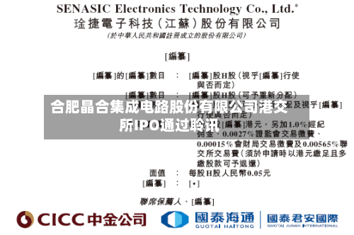 合肥晶合集成电路股份有限公司港交所IPO通过聆讯