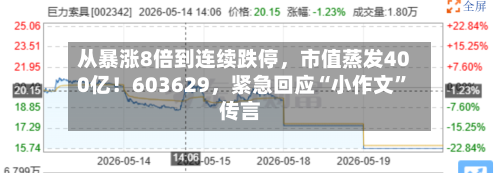 从暴涨8倍到连续跌停，市值蒸发400亿！603629，紧急回应“小作文”传言
