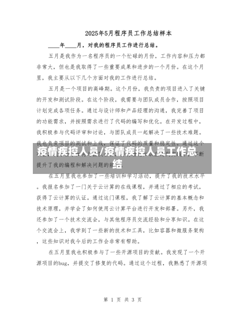 疫情疾控人员/疫情疾控人员工作总结