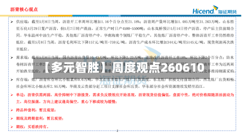 【多元智胜】周度观点260610