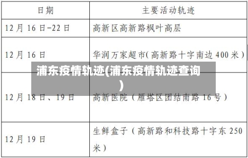 浦东疫情轨迹(浦东疫情轨迹查询)