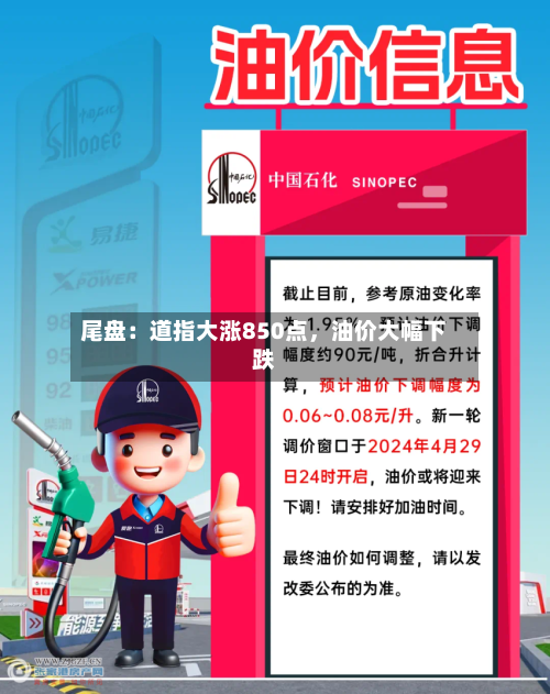 尾盘：道指大涨850点，油价大幅下跌