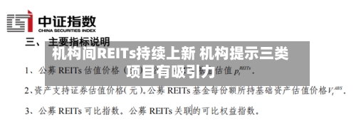 机构间REITs持续上新 机构提示三类项目有吸引力