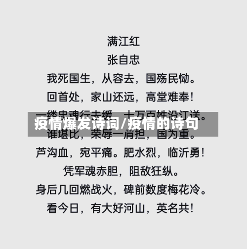 疫情爆发诗词/疫情的诗句