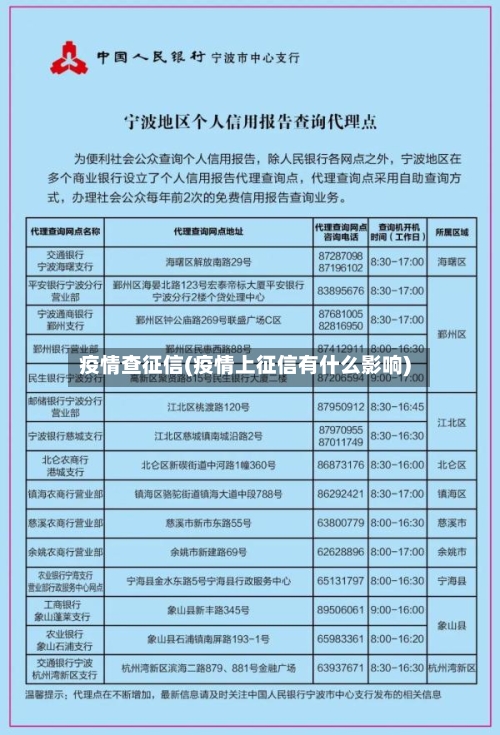 疫情查征信(疫情上征信有什么影响)