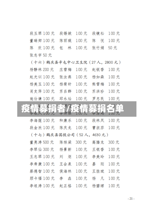 疫情募捐者/疫情募捐名单