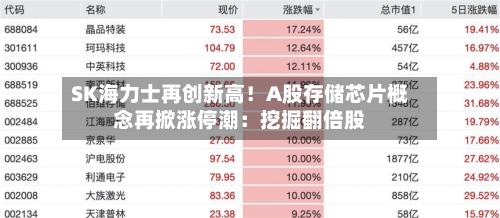 SK海力士再创新高！A股存储芯片概念再掀涨停潮：挖掘翻倍股