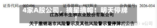 4家A股公司，摘星摘帽！明天停牌！
