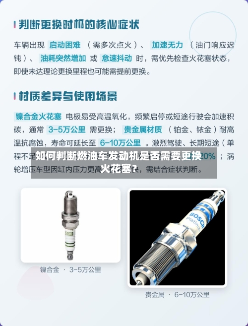 如何判断燃油车发动机是否需要更换火花塞？
