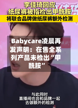Babycare凌晨再发声明：在售全系列产品未检出“甲酰胺”