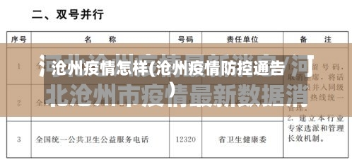 沧州疫情怎样(沧州疫情防控通告)