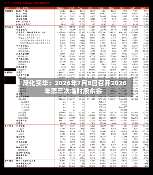 茂化实华：2026年7月8日召开2026年第三次临时股东会