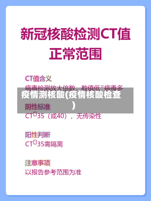疫情测核酸(疫情核酸检查)